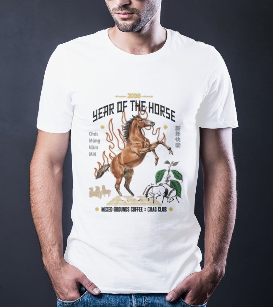 2026 Year Of The Horse Mixed Grounds Coffee Chuc Mung Nam Moi Collaboration T-Shirt
