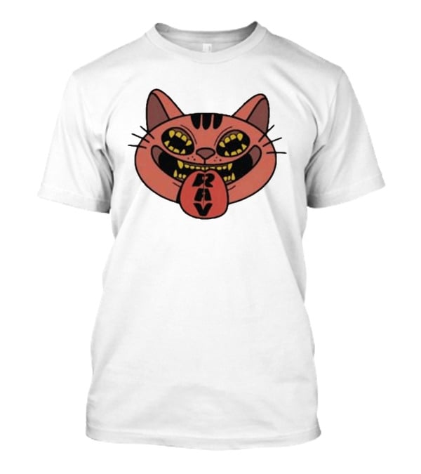 Exociety Rav Cat Tongue Out Face Graphic Urban Streetwear T-Shirt