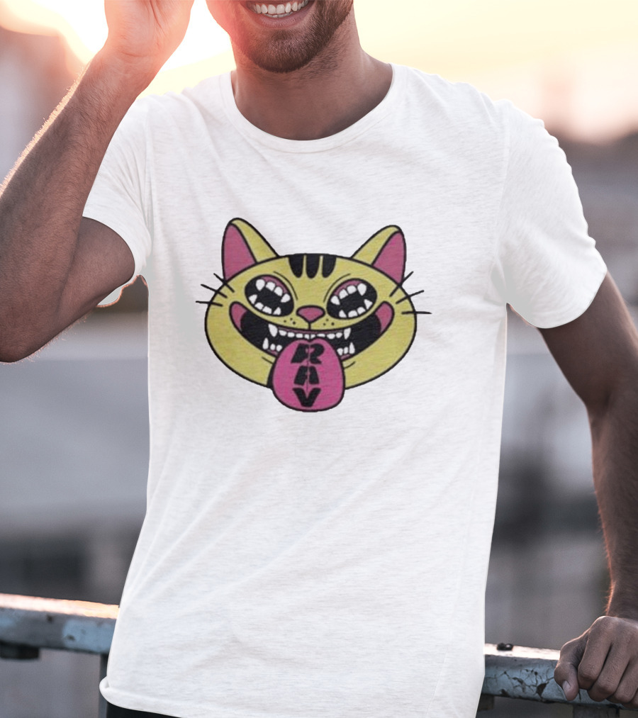 Exociety Rav Cat Vestiges Wild And Funky Cat Face T-Shirt