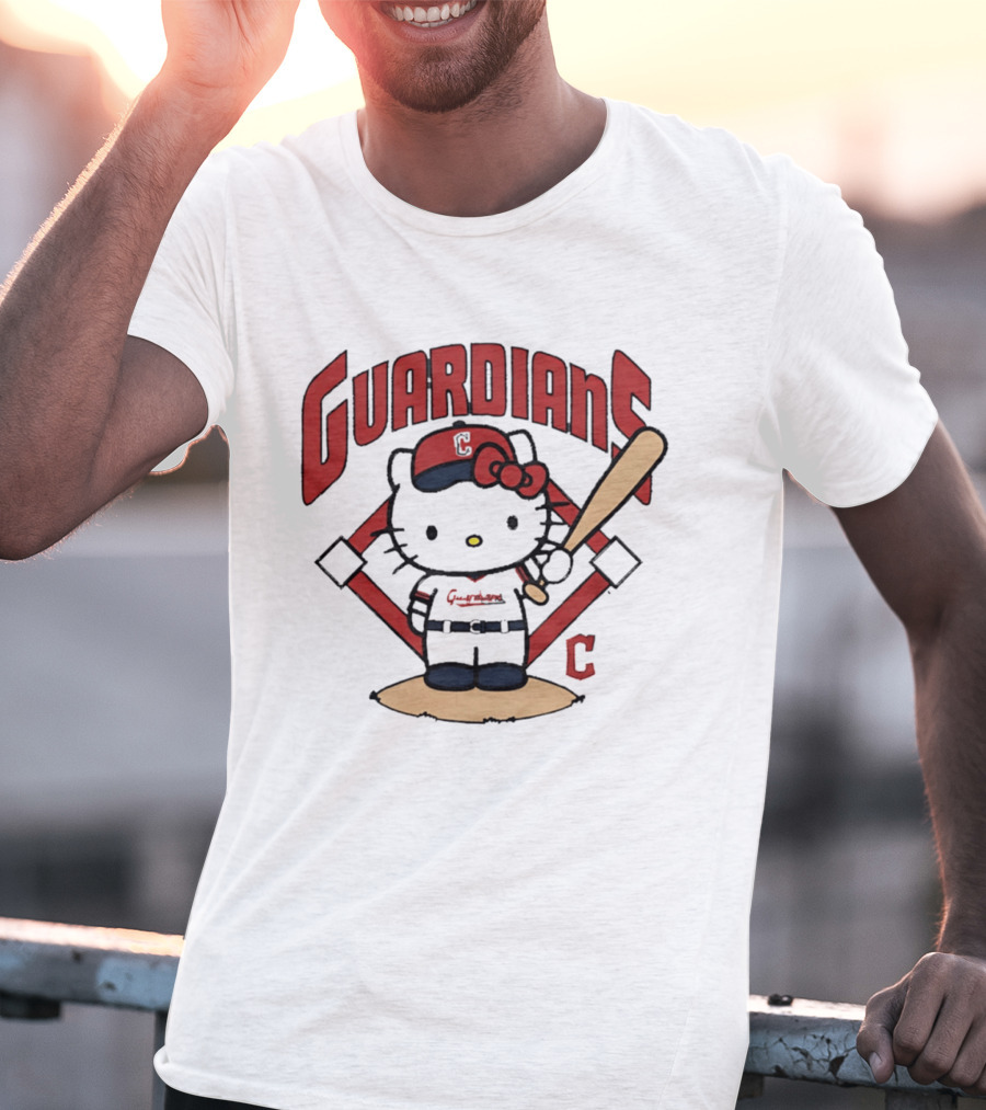 Hello Kitty Cleveland Guardians MLB 2026 Cartoon Collaboration T-Shirt
