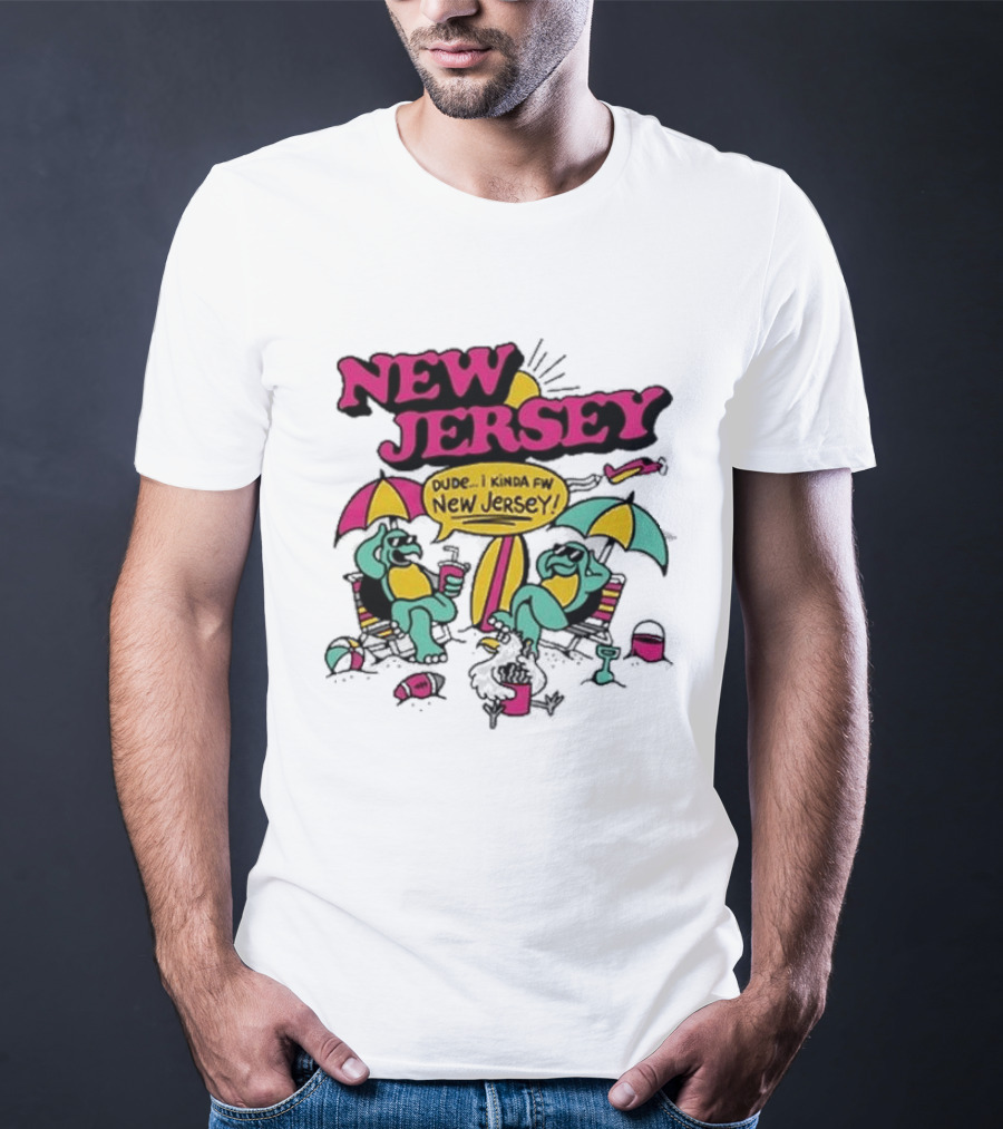 New Jersey 2026 Vibe Cartoon Relaxing Beach Chill Fun T-Shirt
