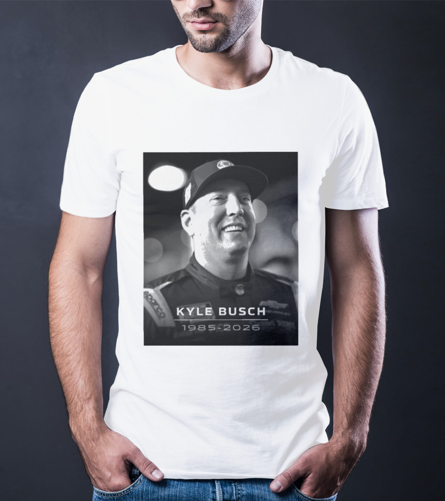 Kyle Busch 1985 2026 Racing Tribute Black And White T-Shirt