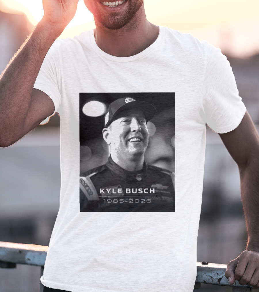 Kyle Busch 1985 2026 Racing Tribute Black And White T-Shirt