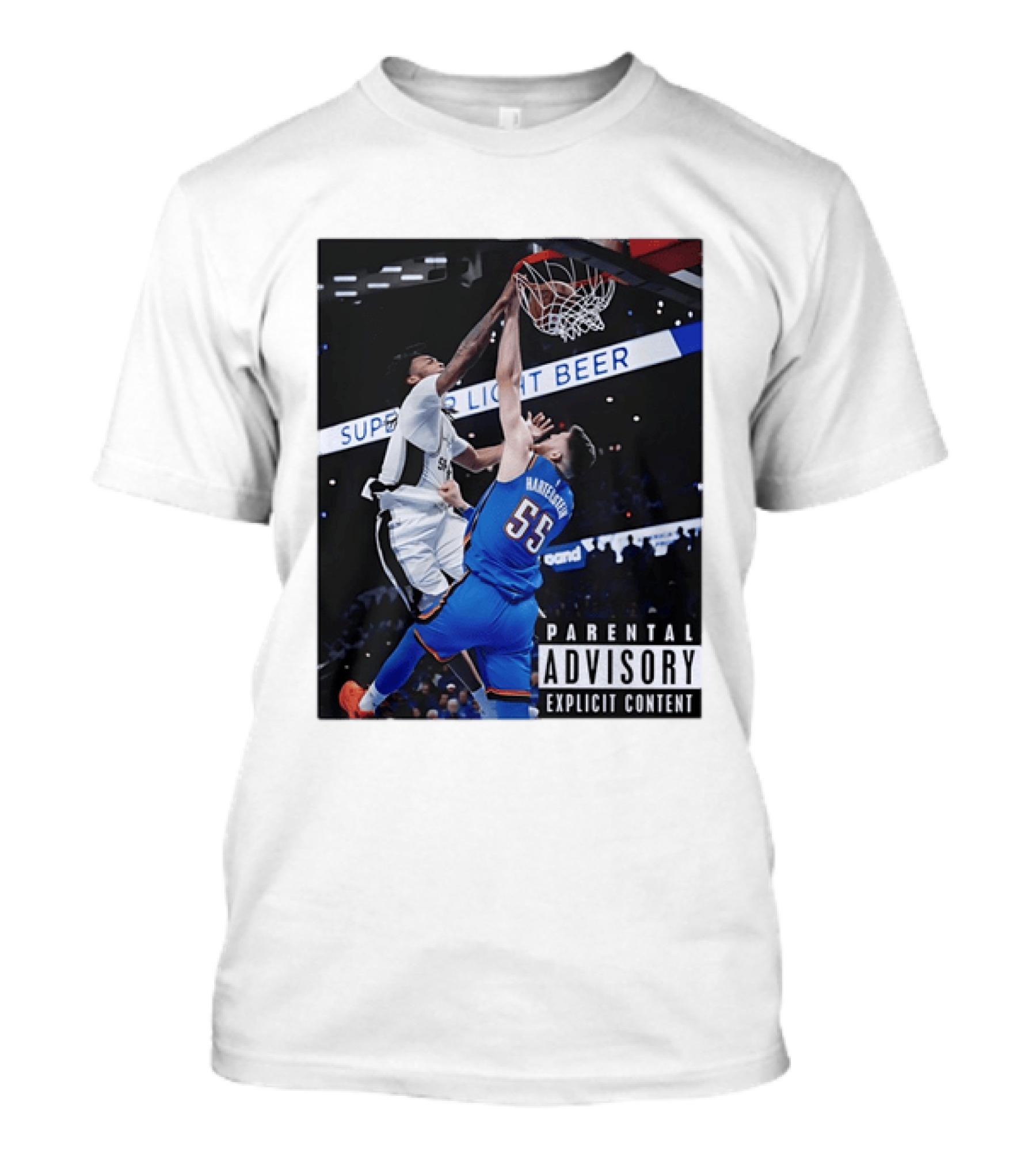 Parental Advisory Explicit Content Dunk Contest New York Knicks Mitchell Robinson Basketball Photo T-Shirt