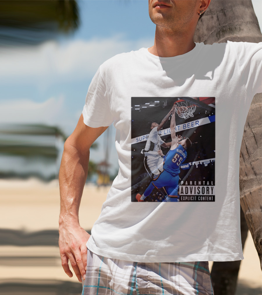 Parental Advisory Explicit Content Dunk Contest New York Knicks Mitchell Robinson Basketball Photo T-Shirt