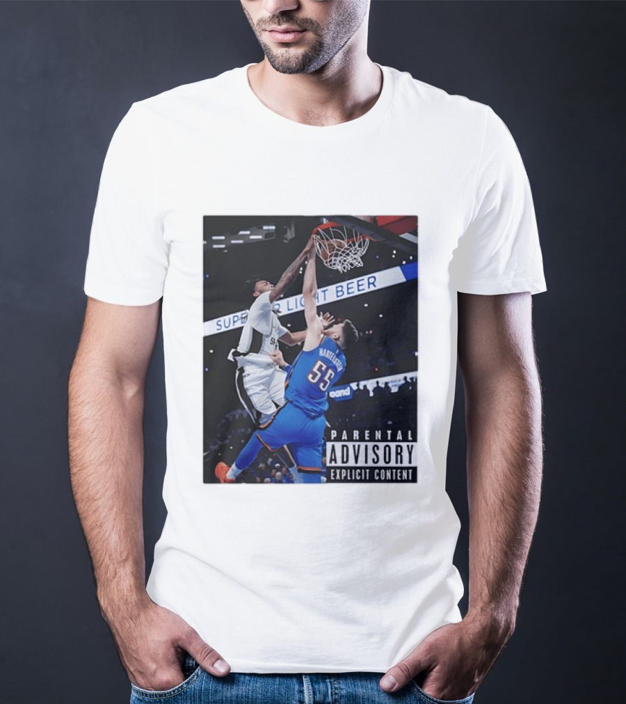 Parental Advisory Explicit Content Dunk Contest New York Knicks Mitchell Robinson Basketball Photo T-Shirt