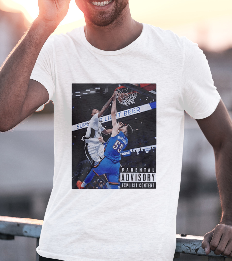 Parental Advisory Explicit Content Dunk Contest New York Knicks Mitchell Robinson Basketball Photo T-Shirt