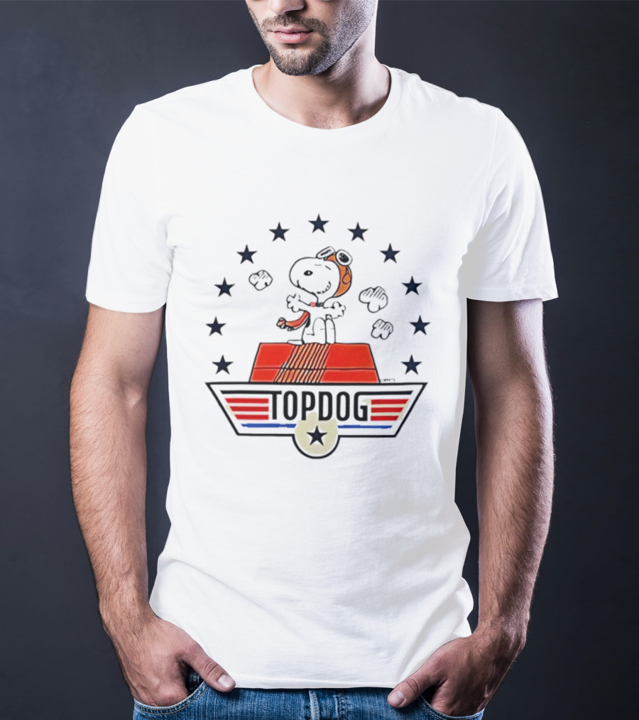 Snoopy Top Dog Stars Aviator Scarf And Goggles T-Shirt