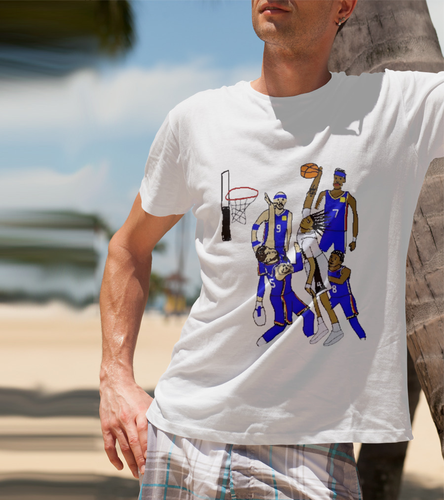 Stephon Castle Dunk Basketball Blue Team Number 4 Drawing T-Shirt