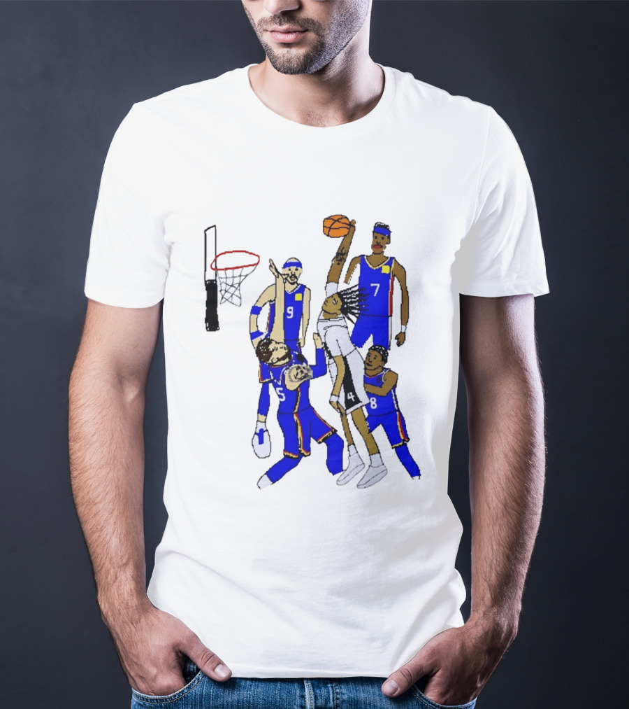 Stephon Castle Dunk Basketball Blue Team Number 4 Drawing T-Shirt