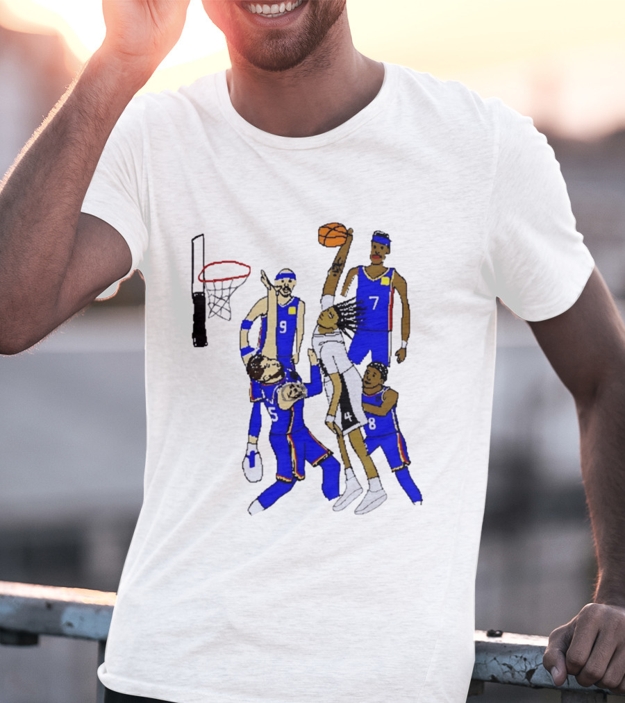 Stephon Castle Dunk Basketball Blue Team Number 4 Drawing T-Shirt