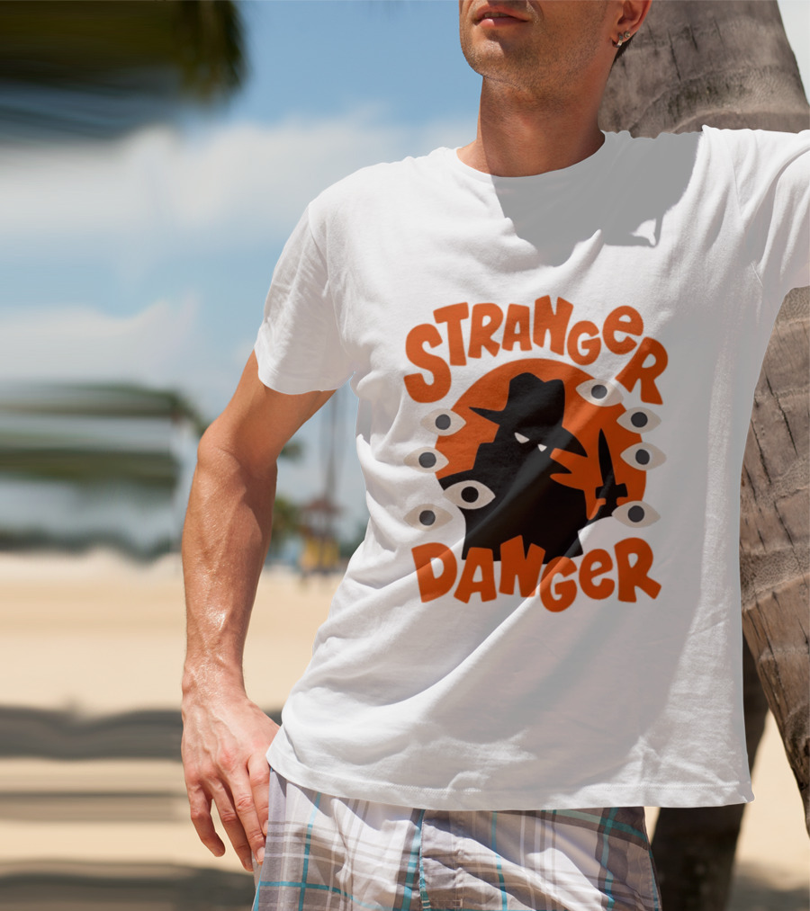 Stranger Danger Mysterious Figure Holding Knife Surrounded By Ing Eyes T-Shirt