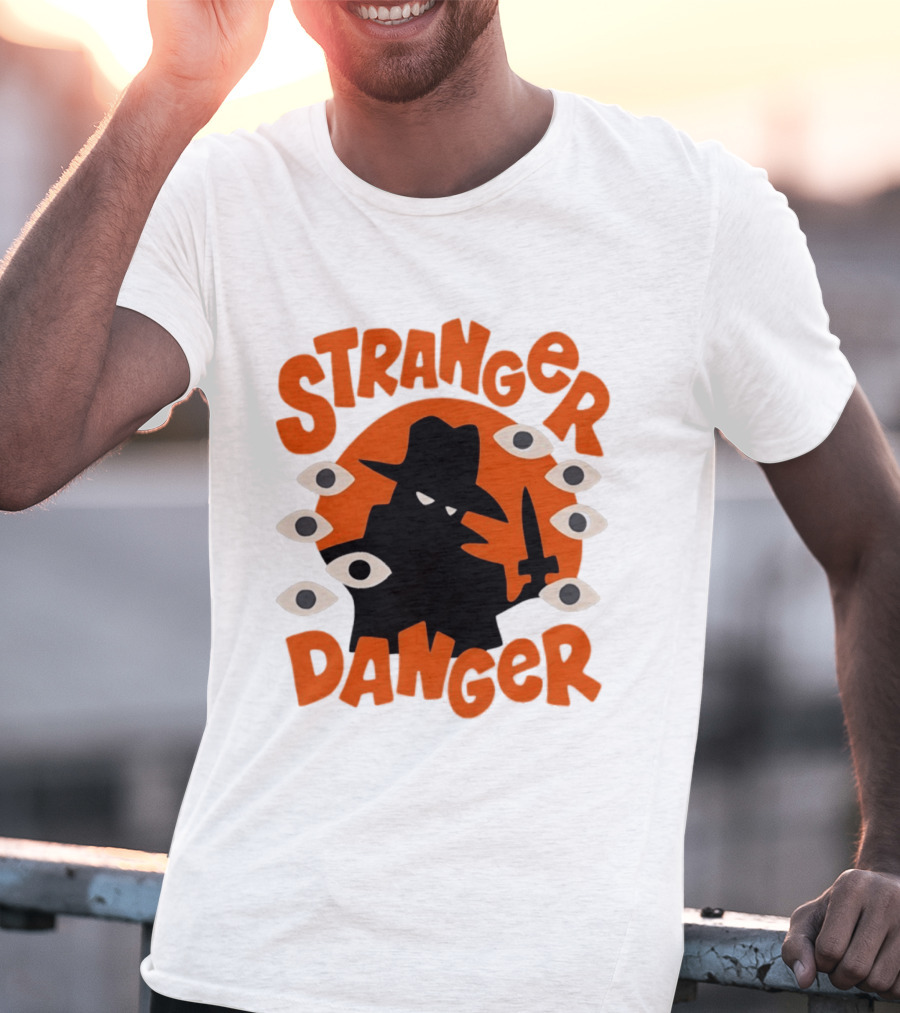 Stranger Danger Mysterious Figure Holding Knife Surrounded By Ing Eyes T-Shirt