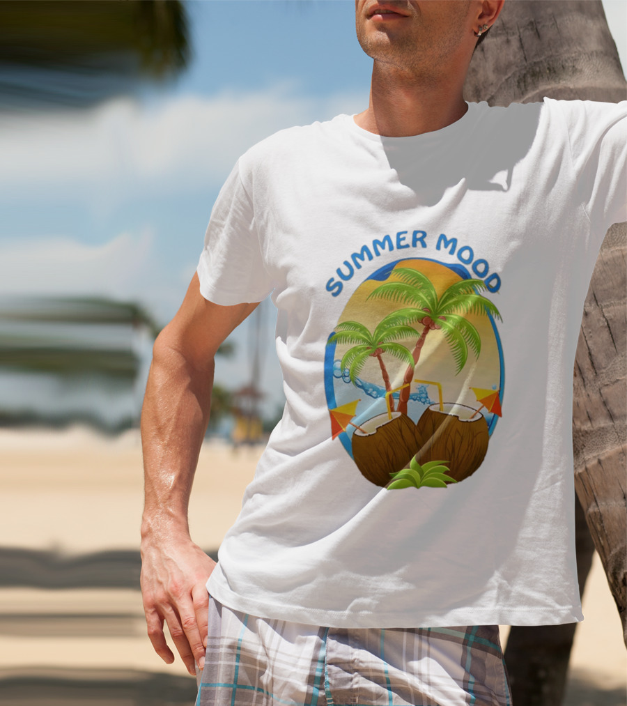Summer Mood Tropical Palm And Coconut Drink Fiesta T-Shirt