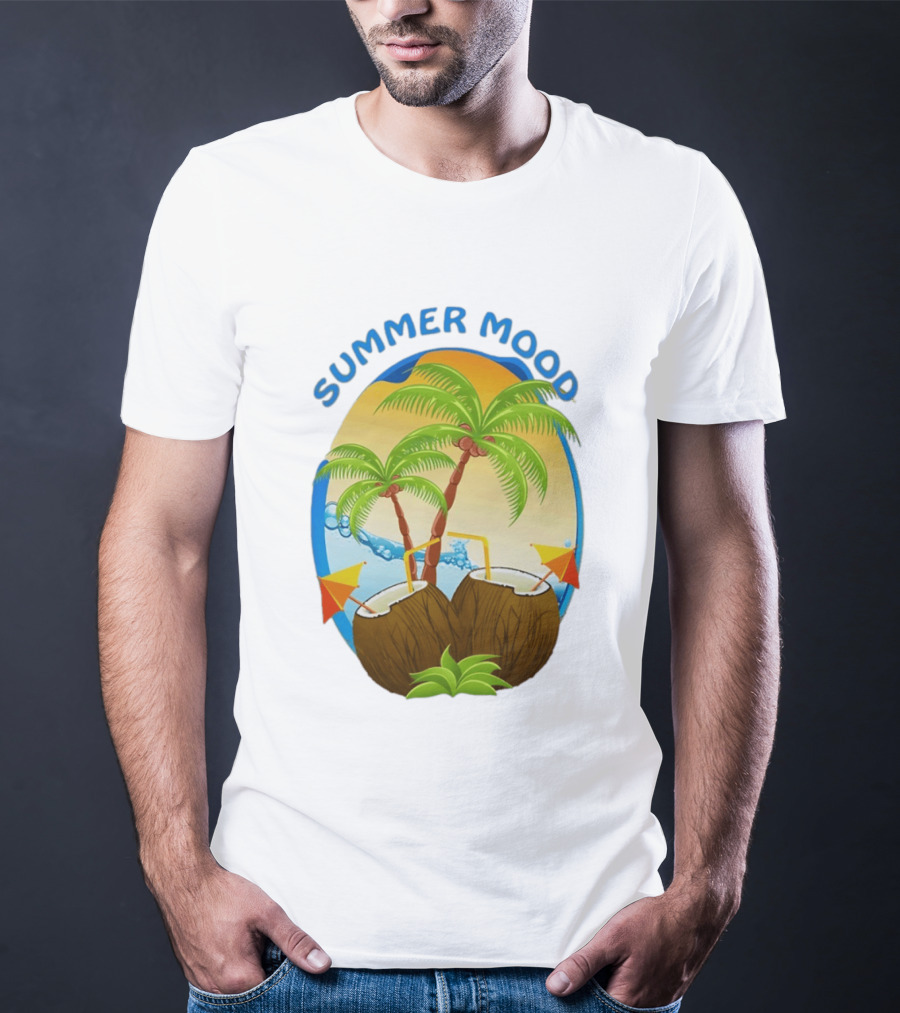 Summer Mood Tropical Palm And Coconut Drink Fiesta T-Shirt