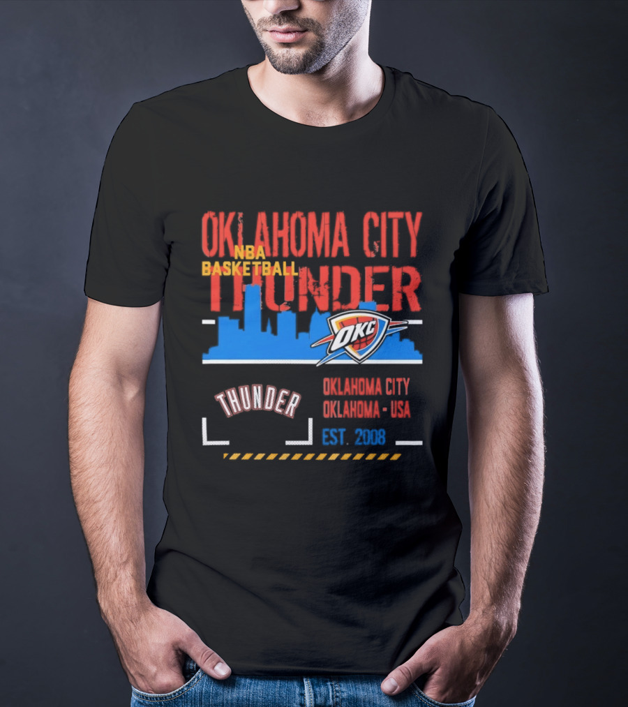 Oklahoma City Thunder NBA Basketball Skyline OKC Est 2008 T-Shirt