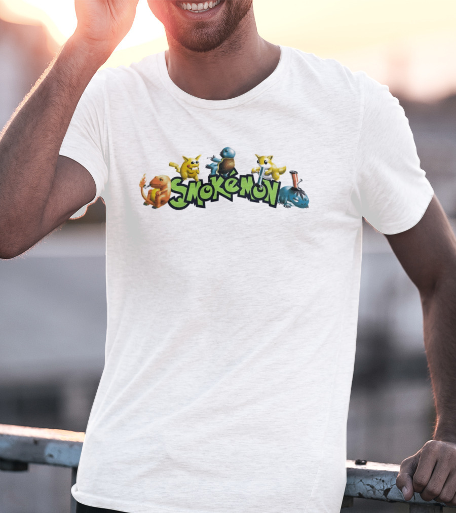 Smokémon Pikachu Squirtle Charmander Bulbasaur Pokémon Characters T-Shirt