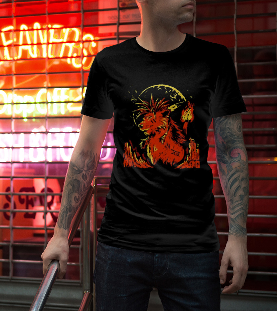 Red XIII Final Fantasy Guardian Of The Canyon Moonlit Fire Aura T-Shirt