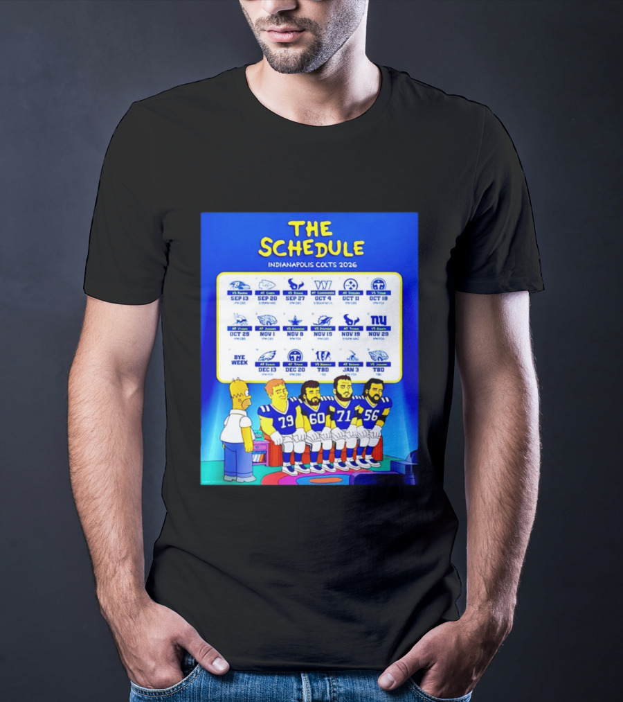 The Schedule Indianapolis Colts 2026 Simpsons Characters NFL Teams Matchups T-Shirt