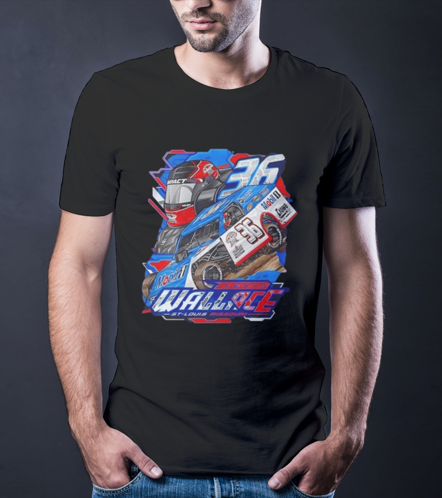 Kenny Wallace 36 Mobil 1 Racing St Louis Missouri Dirt Track T-Shirt