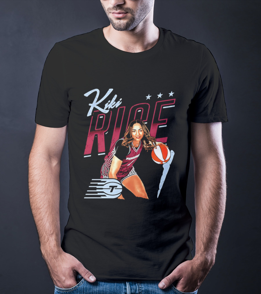 Kiki Rice Toronto Tempo Player Three Stars Basketball Pose T-Shirt