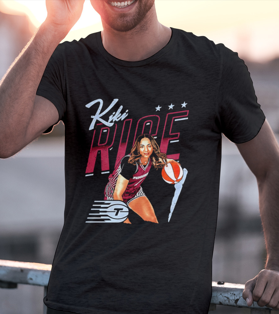 Kiki Rice Toronto Tempo Player Three Stars Basketball Pose T-Shirt