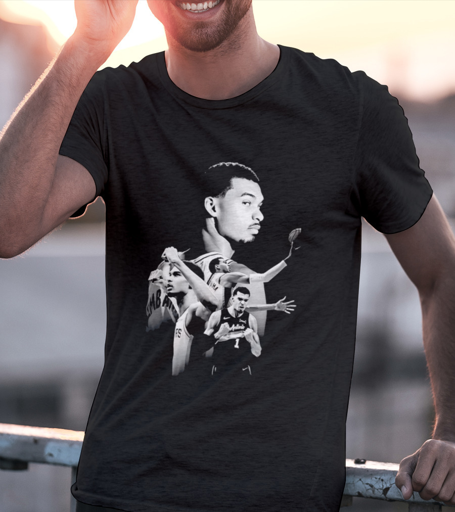 Victor Wembanyama San Antonio Spurs Player Collage 2026 Dunk Action T-Shirt