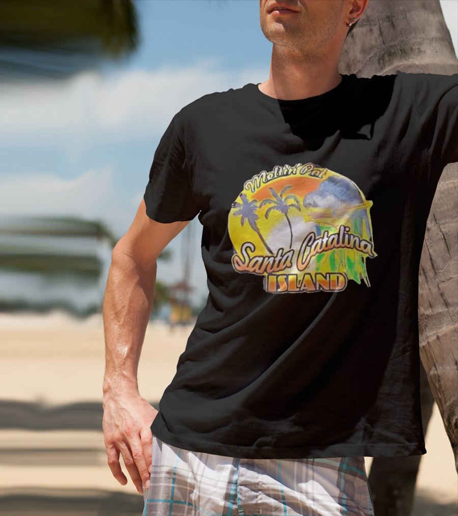Meltin Pot Santa Catalina Island Palm Trees Ocean Sunrise T-Shirt