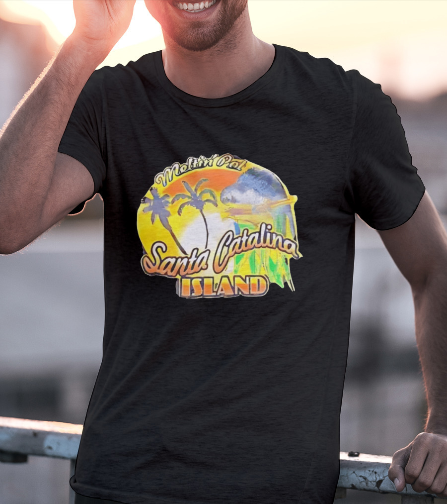 Meltin Pot Santa Catalina Island Palm Trees Ocean Sunrise T-Shirt