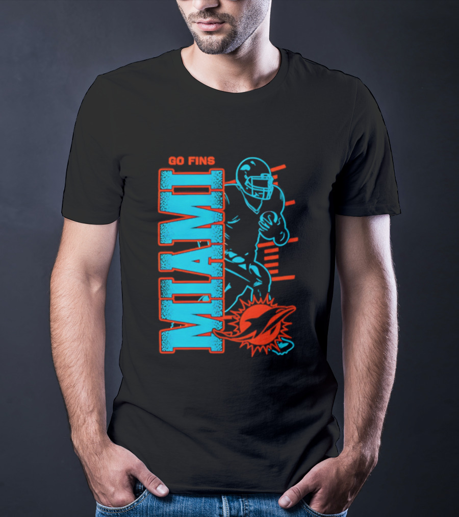 Miami Dolphins Go Fins Football Player T-Shirt