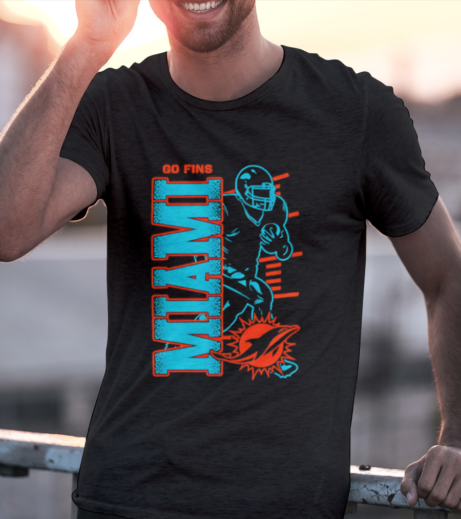 Miami Dolphins Go Fins Football Player T-Shirt