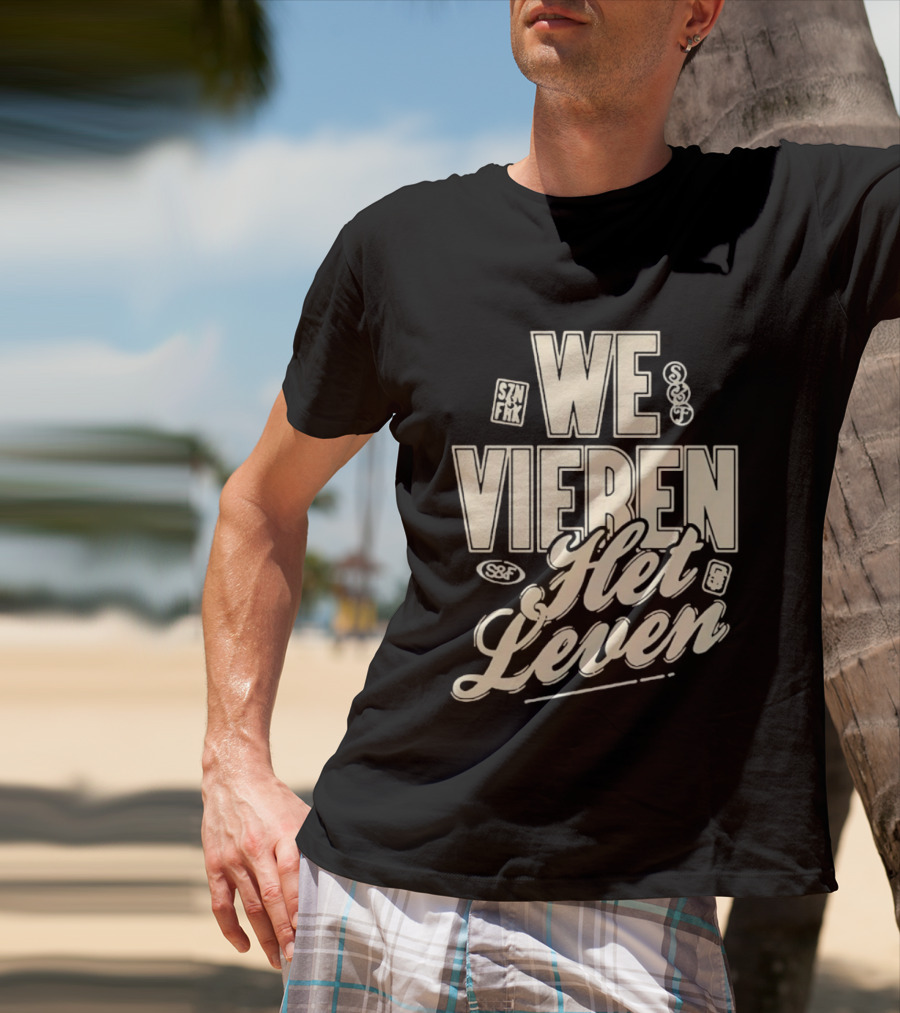 We Vieren Het Leven Tekst Stijl Met Bubbels En Sterren T-Shirt