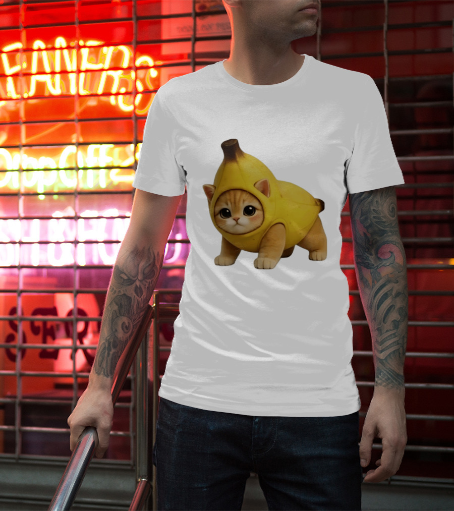 Banana Kitty Cute Cat In Fruit Costume T-Shirt