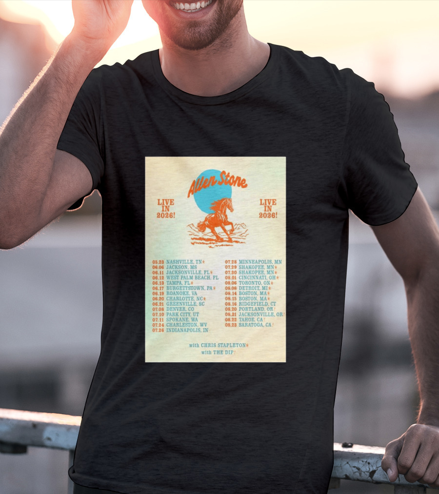 Allen Stone Live In 2026 Tour Dates With Chris Stapleton And The Dip T-Shirt