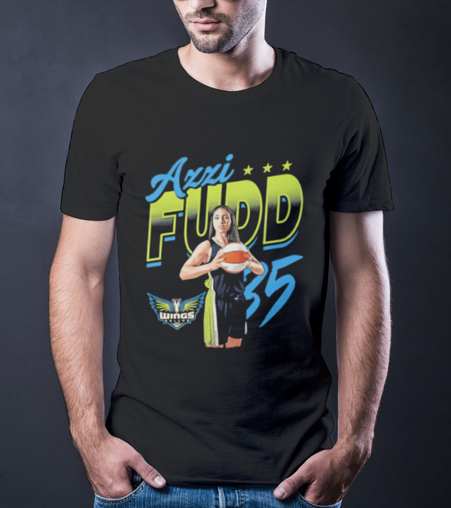 Azzi Fudd 35 Dallas Wings WNBA Player Pose With Stars And Wings T-Shirt