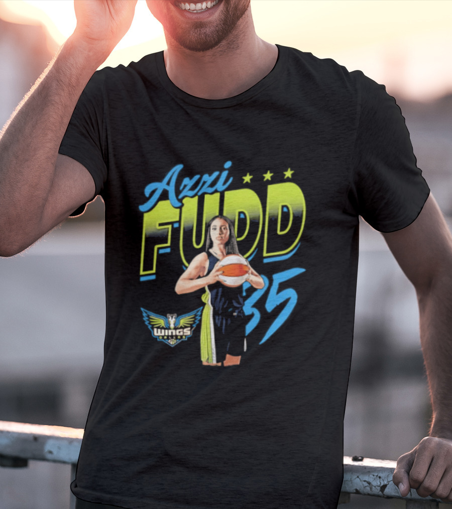 Azzi Fudd 35 Dallas Wings WNBA Player Pose With Stars And Wings T-Shirt