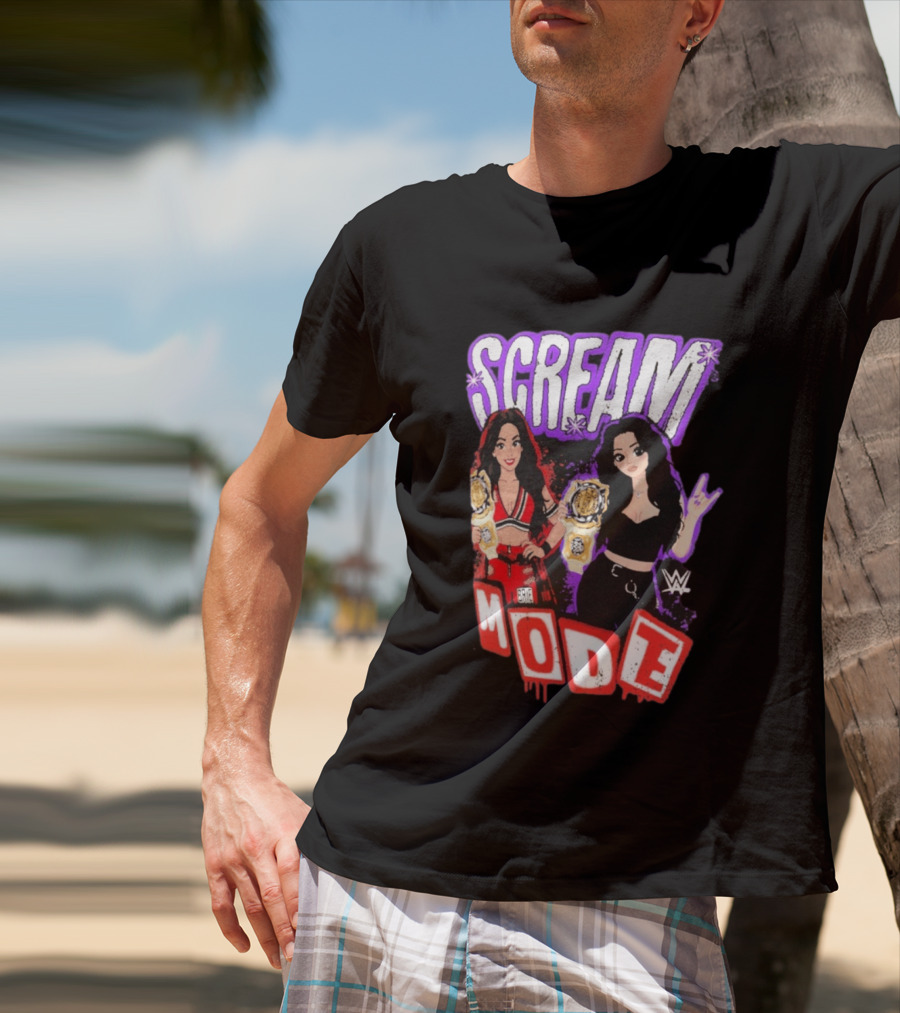 Scream Mode Paige Vs Brie Bella Cartoon WWE Champions T-Shirt