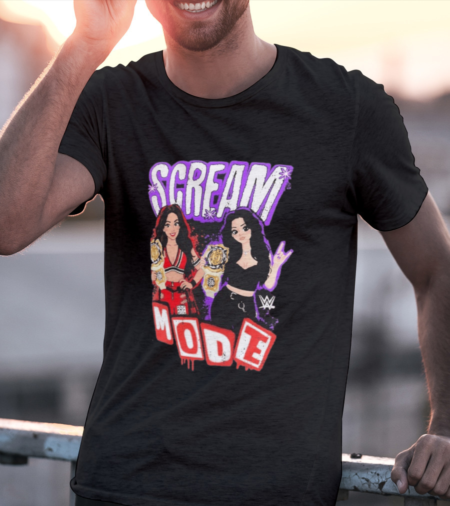 Scream Mode Paige Vs Brie Bella Cartoon WWE Champions T-Shirt
