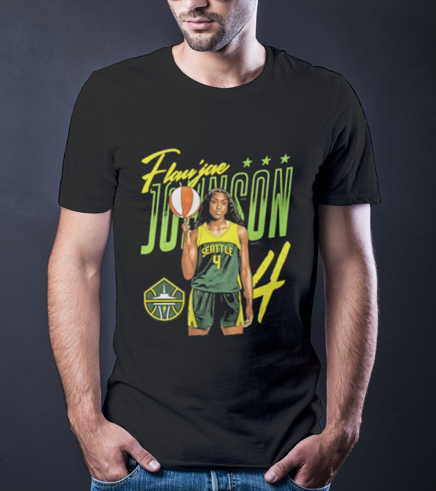 Flau'jae Johnson 4 Seattle Storm Basketball Star Pose T-Shirt