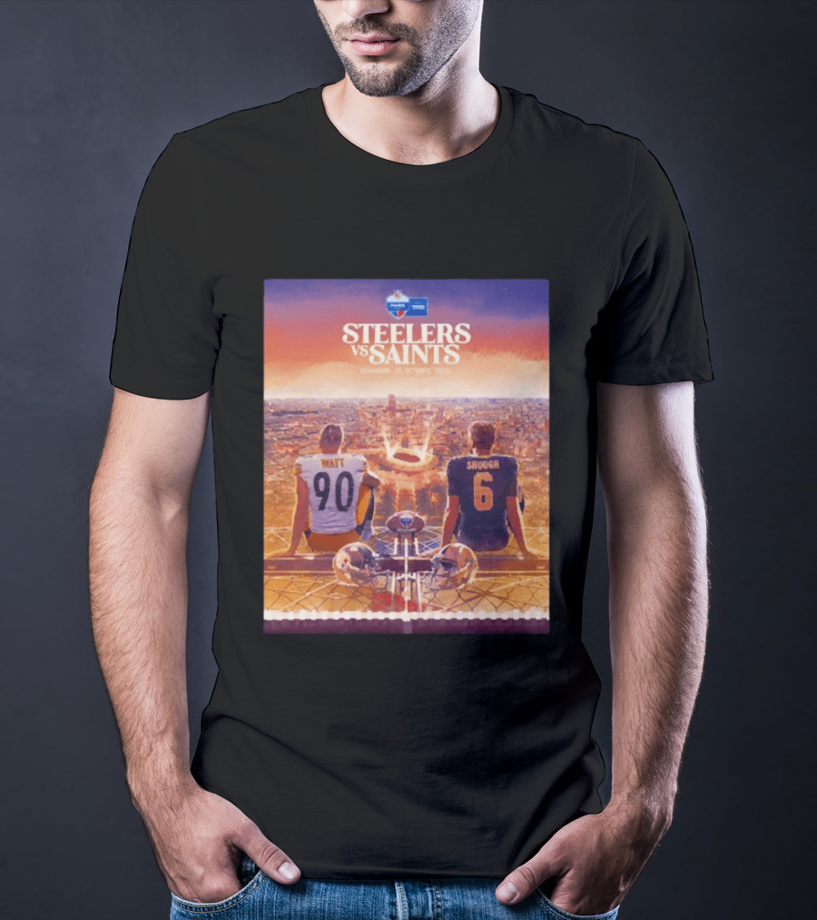 Steelers Vs Saints Paris Game Dimanche 25 Octobre 2026 Watt Shough T-Shirt