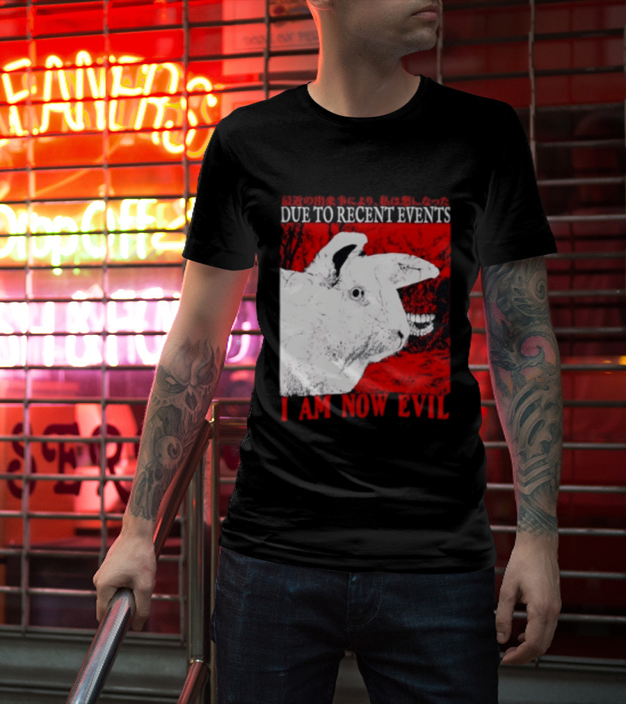 Rabbit Due To Recent Events I Am Now Evil Creepy Red T-Shirt