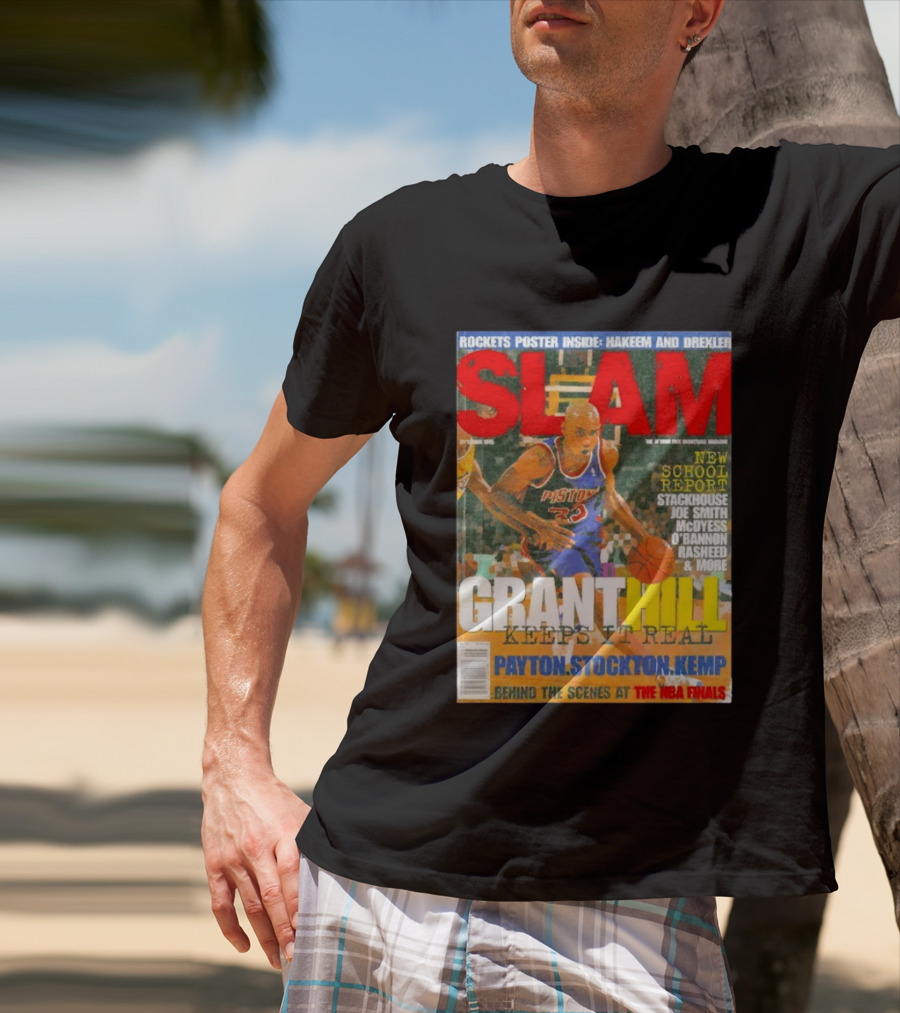 SLAM Granthill Keeps It Real Payton Stockton Kemp Pistons Basketball NBA Finals Hakeem Drexler T-Shirt