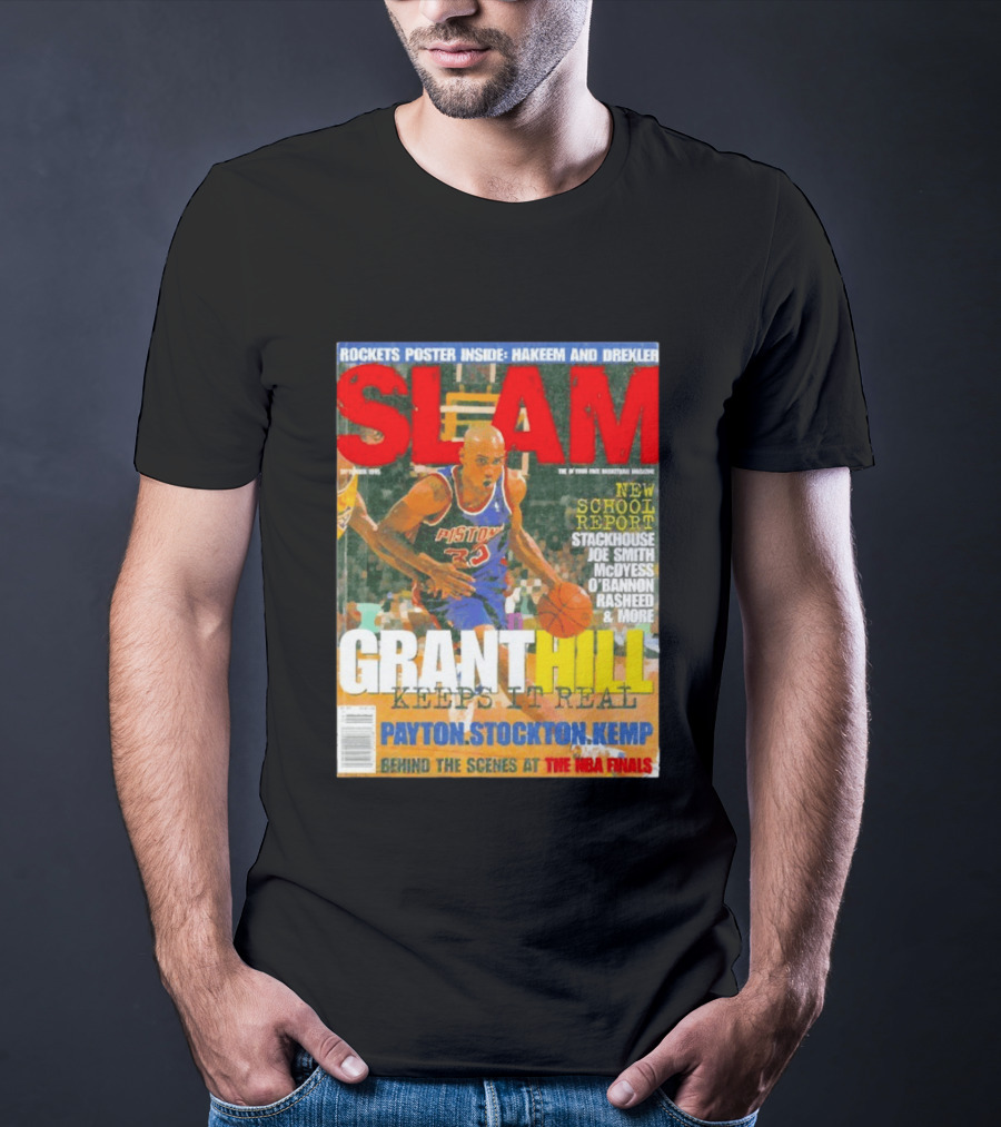 SLAM Granthill Keeps It Real Payton Stockton Kemp Pistons Basketball NBA Finals Hakeem Drexler T-Shirt