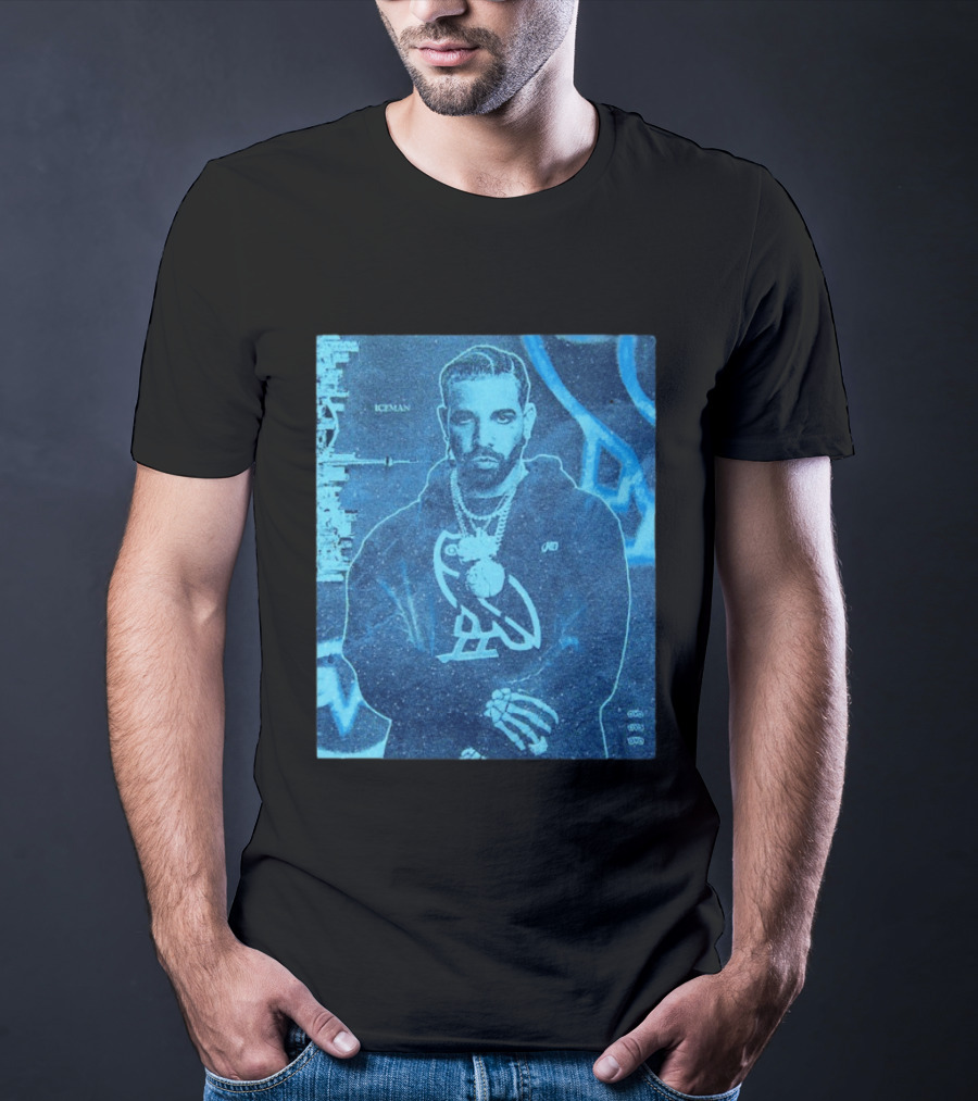 ICEMAN Owl Graphic Drake Blue Portrait With City Skyline T-Shirt