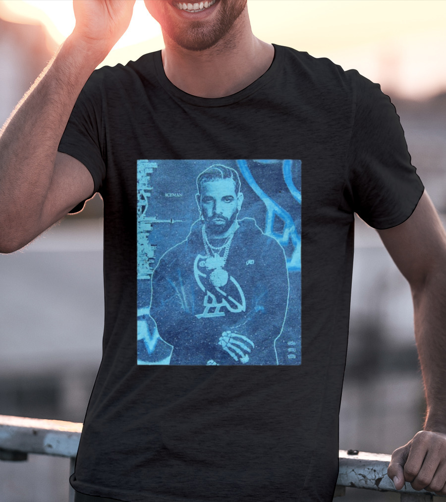 ICEMAN Owl Graphic Drake Blue Portrait With City Skyline T-Shirt