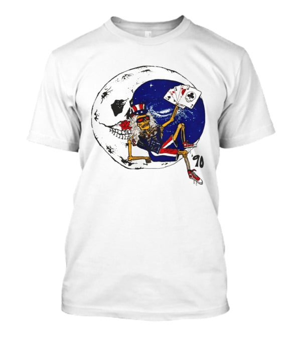 Grateful Dead 1990 Rare Uncle Sam Skeleton Moon Playing Cards T-Shirt