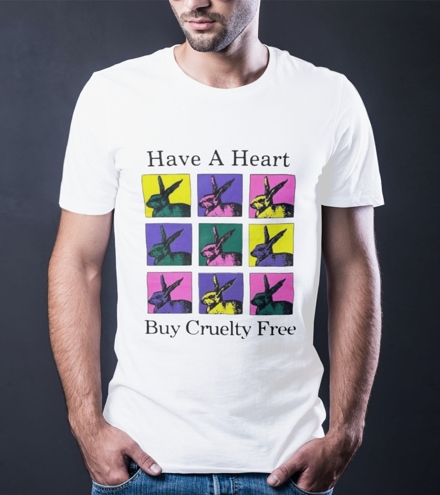 Have A Heart Buy Cruelty Free Rabbits Pop Art Style Iconic Colorful Blocks T-Shirt