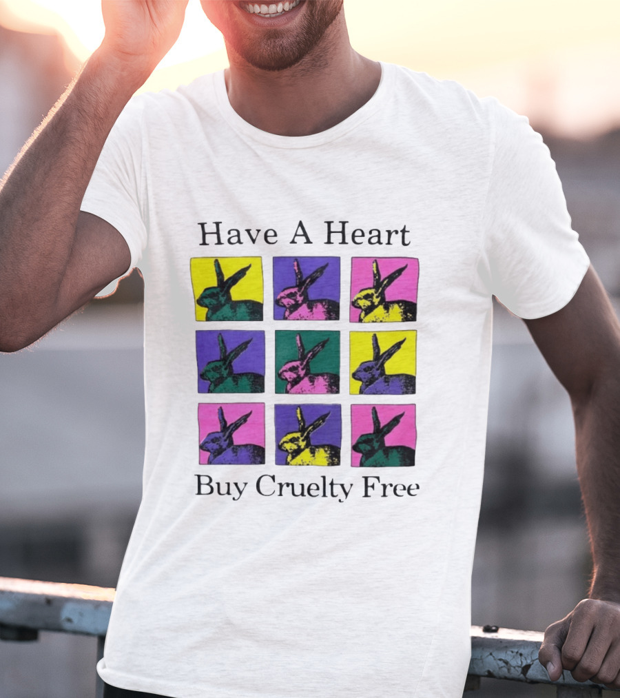 Have A Heart Buy Cruelty Free Rabbits Pop Art Style Iconic Colorful Blocks T-Shirt