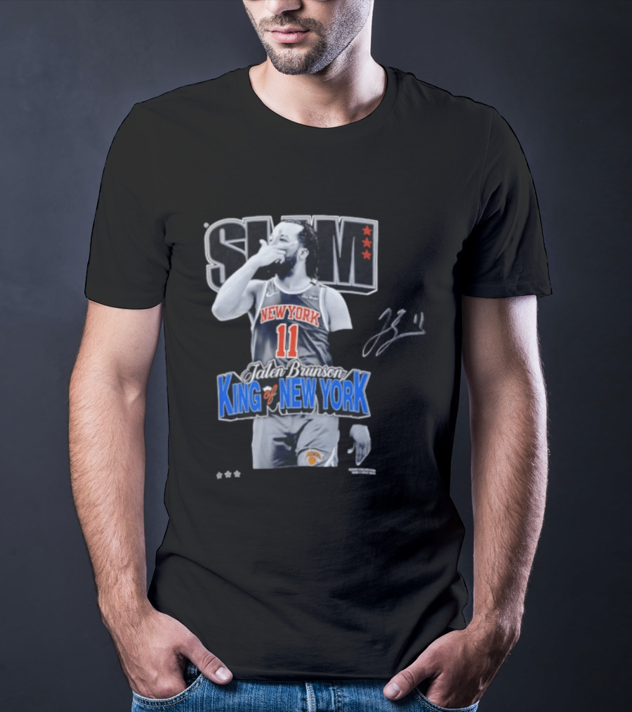Slam Jalen Brunson King Of New York Knicks 11 Autographed Cover T-Shirt