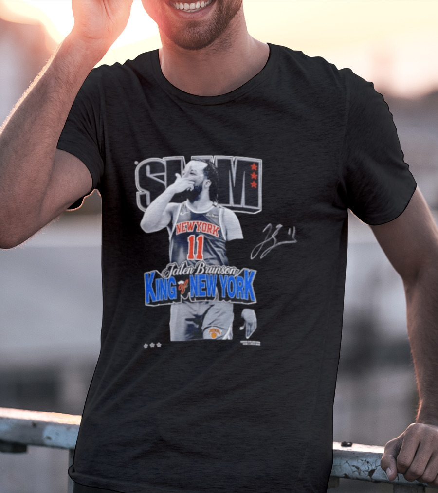 Slam Jalen Brunson King Of New York Knicks 11 Autographed Cover T-Shirt
